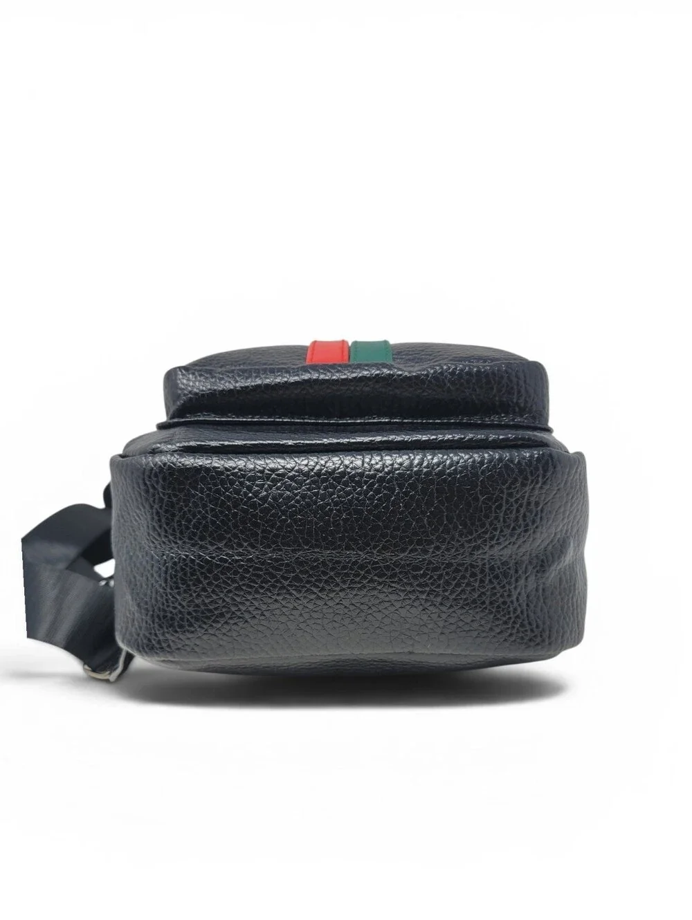 Black messenger, Sling, Crossbody Bag, with Red And Green Stripes